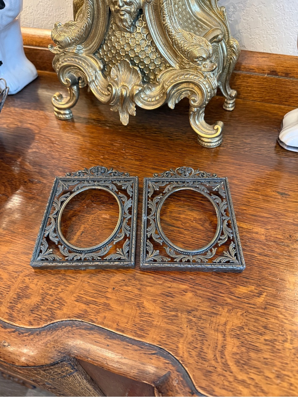 2 Vintage Italian Ornate Black and Bronze Decorative Picture Frame